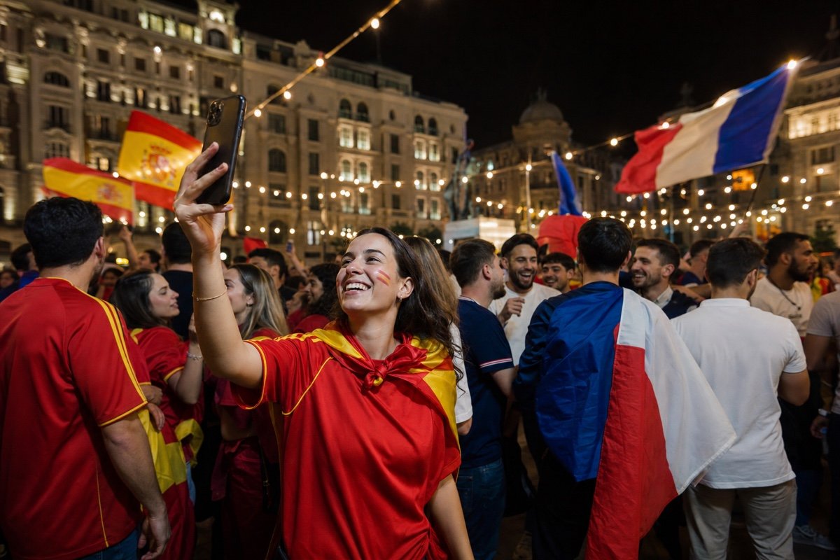 La fan zone de Madrid celebrando hasta bien entrada la noche